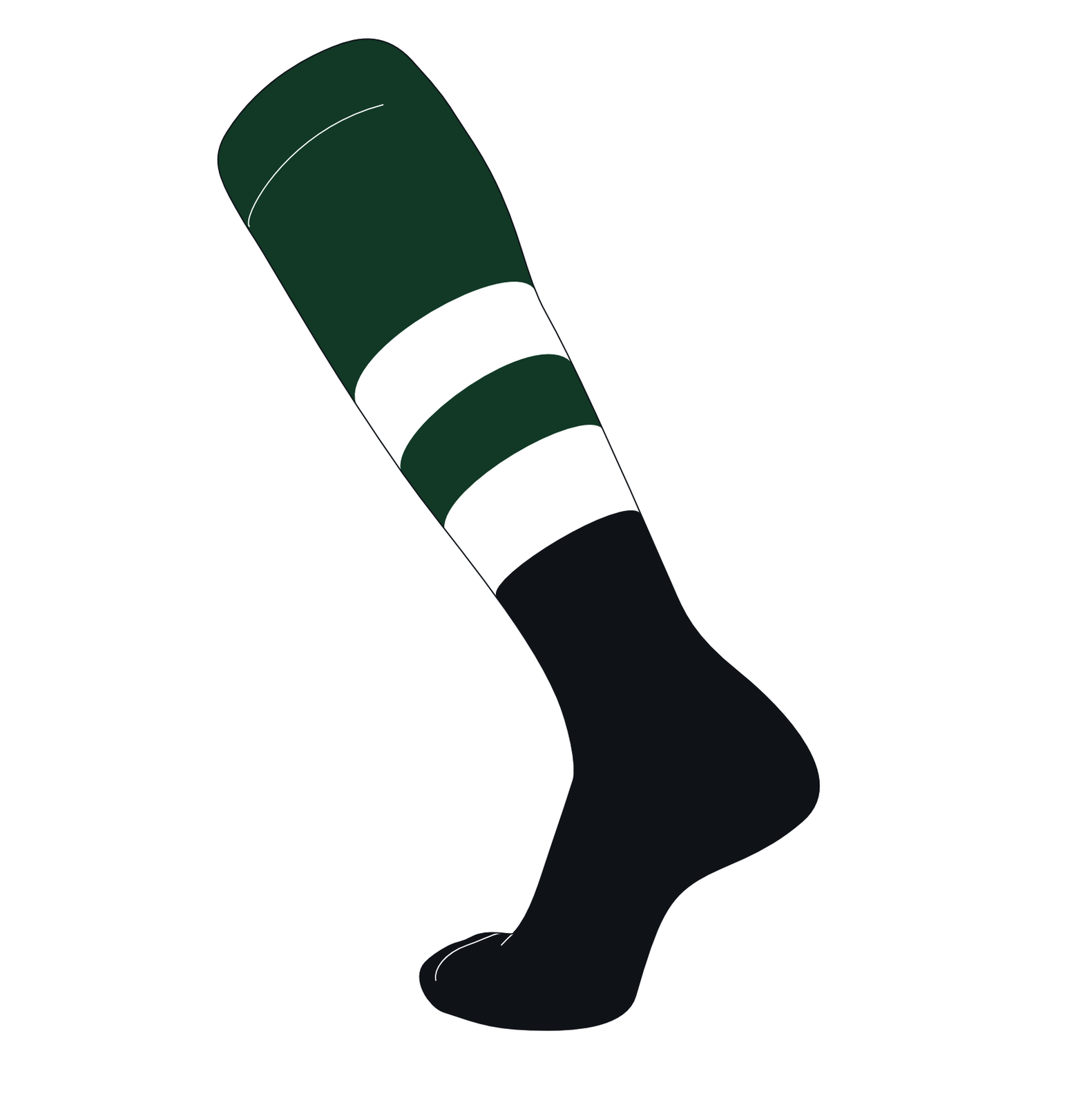 TCK Elite Baseball Football Knee High Striped Socks (G) Dk Green, White