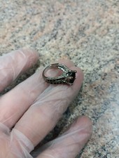 925 black onyx Marcasite Cubic Zirconia bridal Size 8