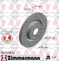 2X Zimmermann Bremsscheibe Sport Z 150.3488.52 FüR Mini R56 R58 R57 R59 R55 R52