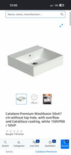 Catalano Premium Countertop Wash Basin 50x47cm White Gloss No Tap Hole Overflow