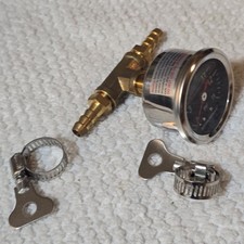 Fuel Pressure Gauge Kit 0-15psi Glycerin Filled 516 T-fitting Adapter Stainless