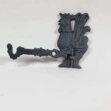 Vintage Black Cast Iron Rooster Small Wall Hook Farmhouse Swinging Hook Chicken