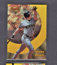 1998 BOWMAN'S BEST REFRACTOR MISSING SERIAL NUMBER #2 JEROMY BURNITZ BREWERS