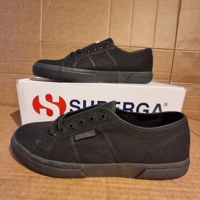 Superga 2750 Cotu Classic Herren UK10 Full Black Sneaker Premium Canvas Schuh