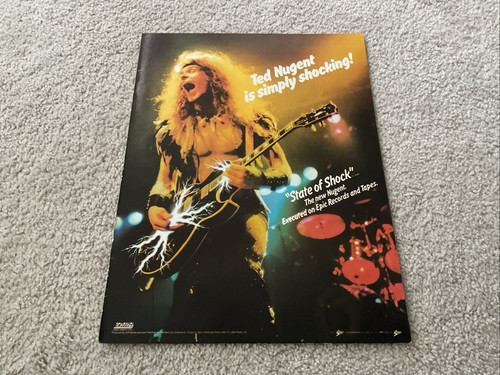 TED NUGENT 1979 "STATE OF SHOCK" LP ORIGINALDRUCK POSTER TYP ANZEIGE EPIC RECORDS - Bild 1 von 5