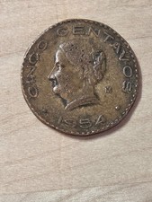 Mexico 5-centavos coin, 1954. KM# 424, brass. Josefa Ortiz de Dominguez.