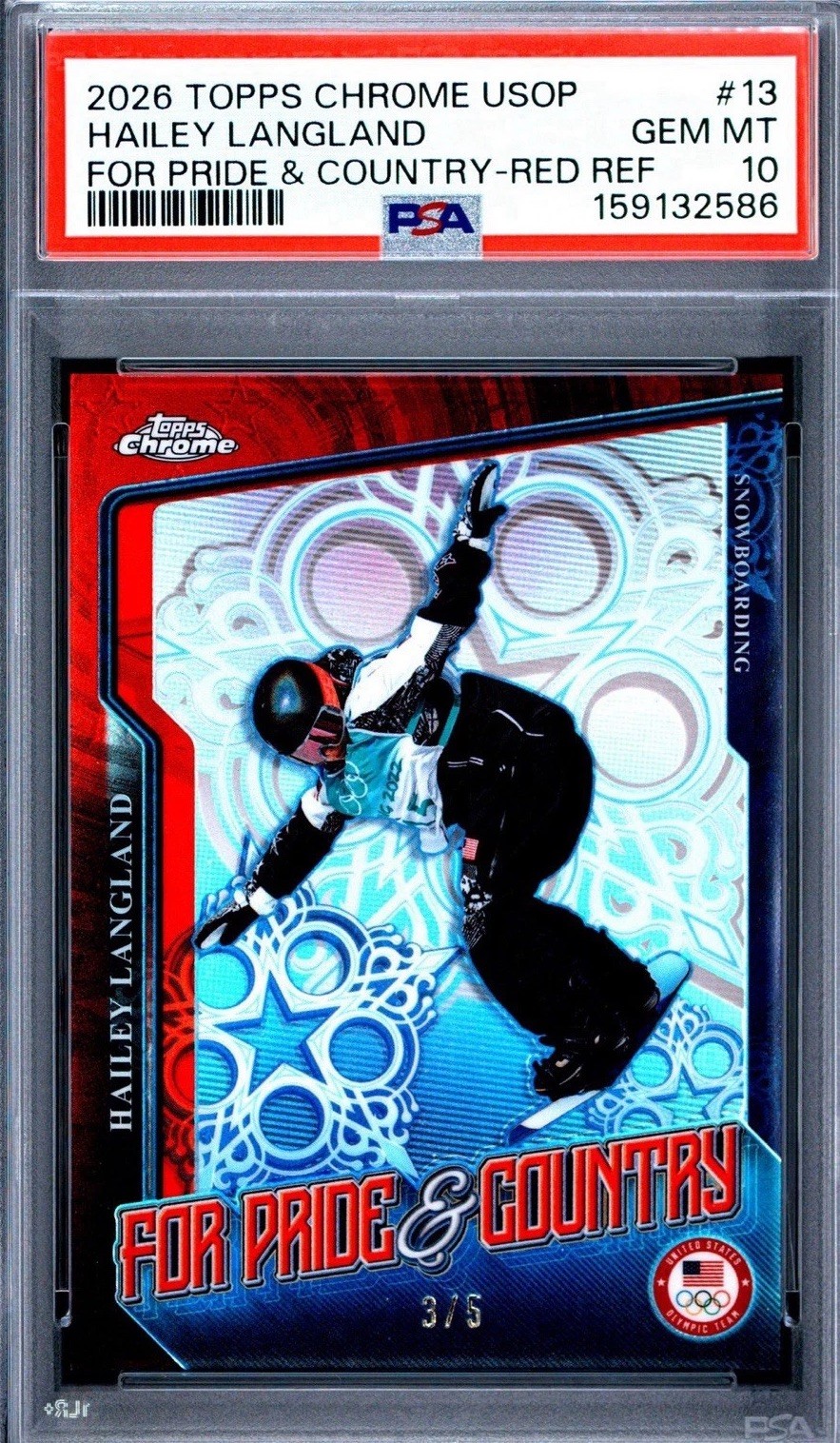 2026 TOPPS CHROME USOP HAILEY LANGLAND /5 FOR PRIDE & COUNTRY-RED POP 1 PSA 10