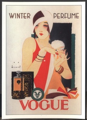 Moderne Postkarte: VOGUE Winterparfüm - Repro von Vintage Werbung (Ref: 01VP03)