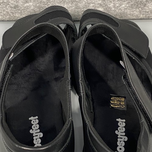Cosyfeet Sunny sandali donna in pelle nera taglia 8 extra capienti mai indossati - Foto 9 di 14