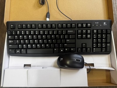 Logitech MK120 Wired Keyboard and Full-Size Mouse-Desktop Ensemble-New in Box