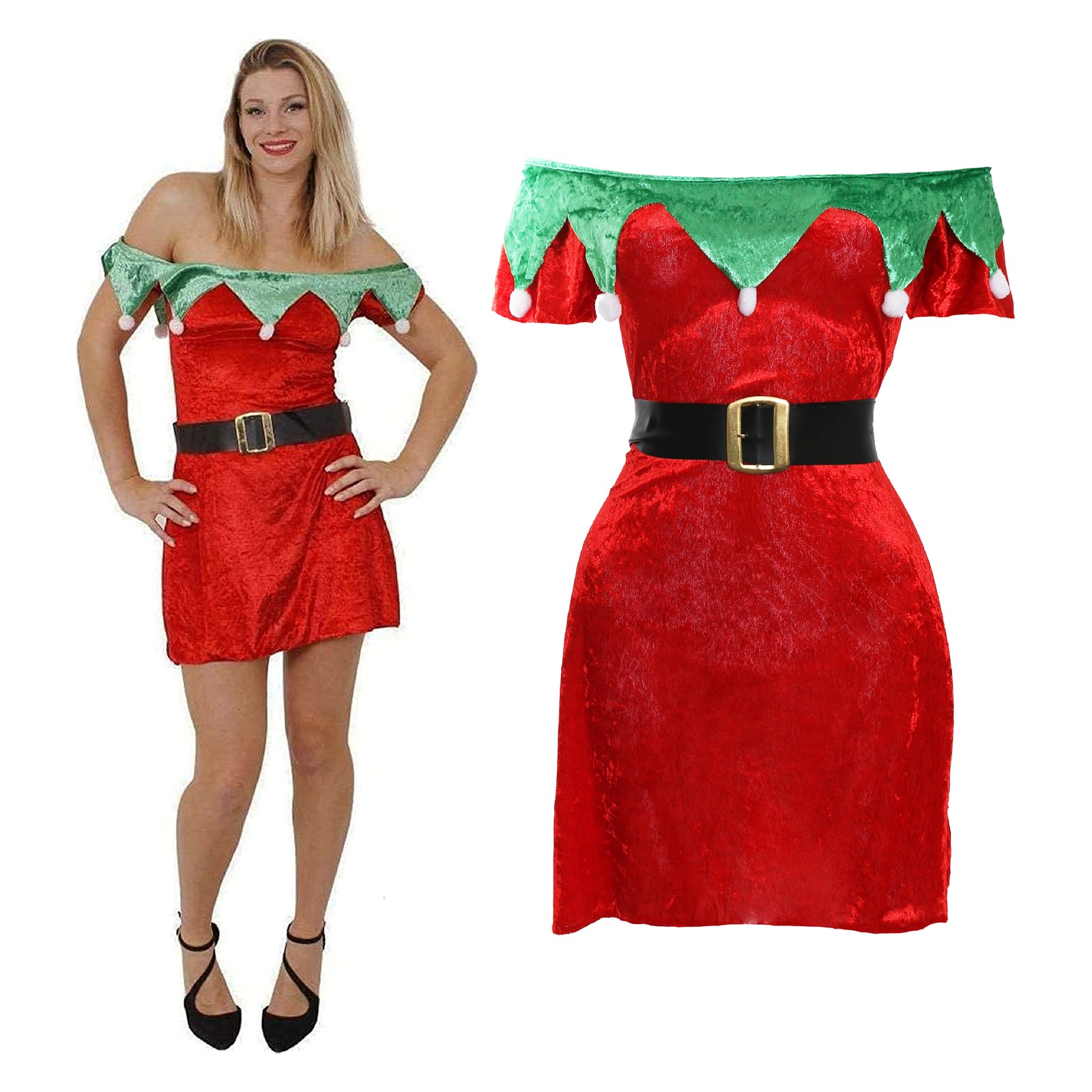 NAVIDAD ELFO DAMAS DISFRAZ VESTIDO DIADEMA FALDA DISFRAZ SANTA AYUDANTE NAVIDAD