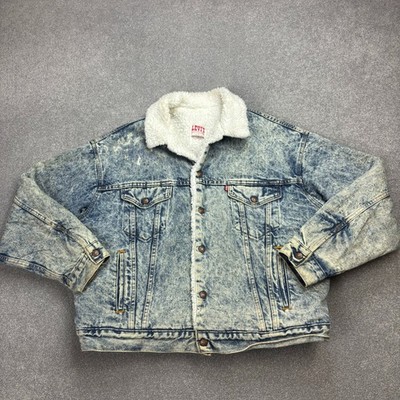 Levis Jeansjacke Erwachsene X Large blau Sherpa Acid Wash Red Tab hergestellt in den USA Männer