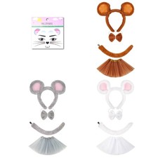 Animal Cosplay Costumes Mouse Ear Headband Tutu Tail Bows Halloween Party Props