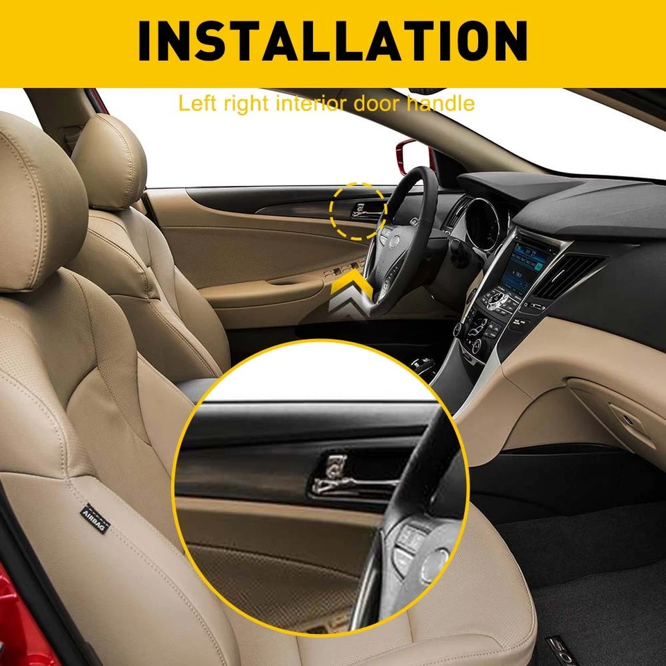 2PCS Left & Right Interior Door Handle Chrome Set for Hyundai Sonata 11-14 US Foto 4 de 4