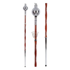 Embossed Ball Head Drum Major Stave Stick Lion Crown Top 3 Part Mace Case