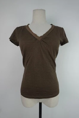 Cerruti Débardeur Femme Marron Coton Nylon Vintage Col V Taille L - Photo 1/4