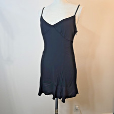 Forever 21 Little Black Dress Size L Spaghetti Strap Flowy Ruffle Hem w Side Zip