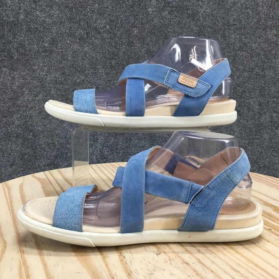 Ecco Sandals Womens 10 Damara Slingback Blue Comfort Open Toe Hooke & Loop Flats - Image 2 of 4