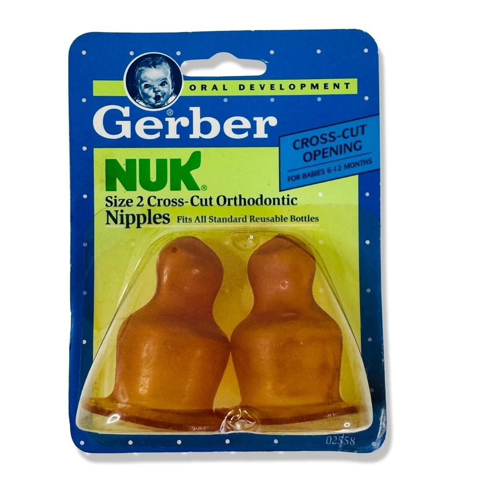 Cross Cut NuK Orthodontic Nipple 2-Pack Size 2 GERBER 1992 Lot of 2 -Total of 4 - Image 2 of 4