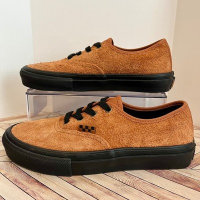 Vans Skate Authentic Hairy Suede Sneakers Mens 6 EU 38 Rust Brown Black Low Top