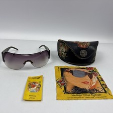 Ed Hardy EHS003 Gunmetal 125 Women  s Rimless Sunglasses With Cloth And Case READ