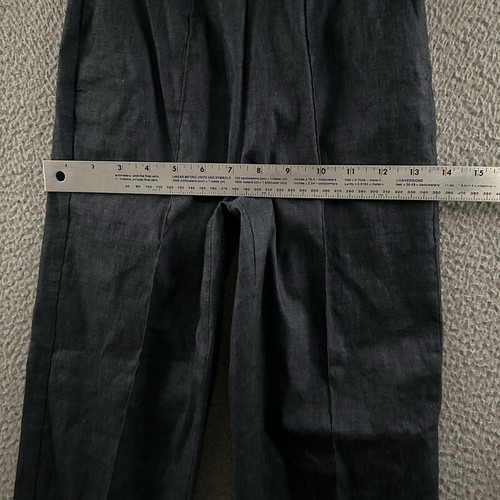 Gigli Womens Pants Blue Size 40 High Rise Dress Pant Career Office Linen Blend - 第 9/19 張圖片