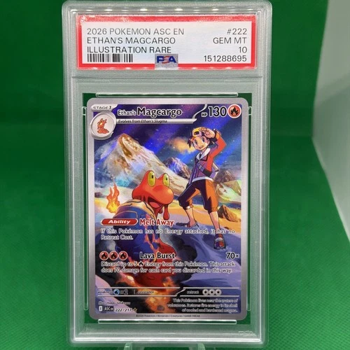2026 POKEMON ASCENDED HEROES ILLUSTRATION RARE #222 ETHAN'S MAGCARGO PSA 10