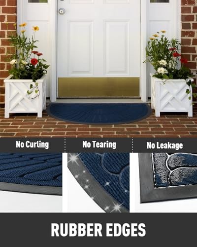 Alfombrilla para puerta exterior interior entrada felpudo-semicircular duradera 17"x30" azul marino - Imagen 5 de 7