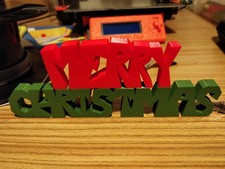 Merry Christmas Holiday Sign Decoration   Wall or Shelf Accent