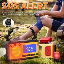 Emergency Solar Crank Radio, 10000mAh Power Bank Flashlight for Outdoor Survival