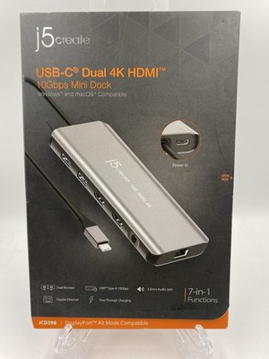 J5 Create USB-C Dual Monitor 4K HDMI 10Gbps Mini Dock (JCD398)