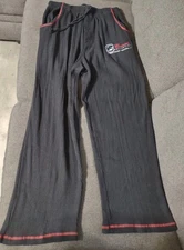 FUBU casuals collection Men's Lg Black Ribbed Knit Comfort Pants with Logo Patch