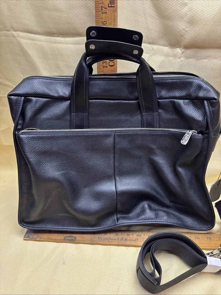 BOSTANTEN - Bolso de Hombro Mensajero/Cuero Guijarro Negro  Foto 2 de 4