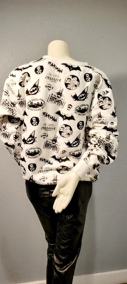 Batman Nuevo Suéter Cuello Redondo Manga Larga Blanco Y Negro Cuello Redondo Mujeres S Nuevo con Etiquetas Foto 2 de 4