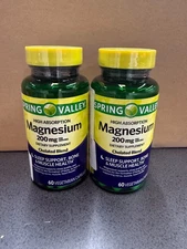 2 PACK Spring Valley Magnesium Sleep Support Health 200mg 60Ct 120-TotalCapsules