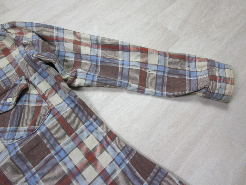 Винтажная фланелевая рабочая рубашка 1970-х Sears Put-On Shop одинарный шов (M) коричневая - Изображение 4 из 4