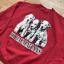 Vintage 90s 101 Dalmatians Disney Red Crewneck Sweatshirt One Size Fits Most XL