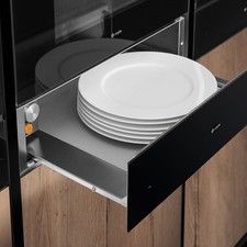 Caple Classic Warming Drawer, Black Glass, Adjustable Thermostat - WD140CLBK