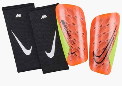 Nike Mercurial Lite Fußball Schienbeinschoner mit Guard Sleeve orange gelb