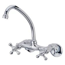 KS214M Wall Mount Kitchen Faucet Spout Chrome High Arc 6-5/8 inch Reach