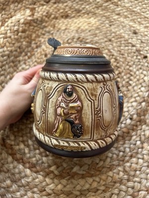 Vintage Kossinger Deutscher Topf Bauch Biblisch Religiös Bierstein mit 4 Evangelisten