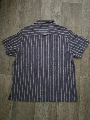 GOODFELLOW & CO Mens Size L Button Shirt Gray Stripe Linen Blend Short Sleeve - Afbeelding 3 van 7