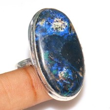 925 Silver Plated Azurite Chrysocolla Jewellery Ring Handmade Size Us 9 AU h431