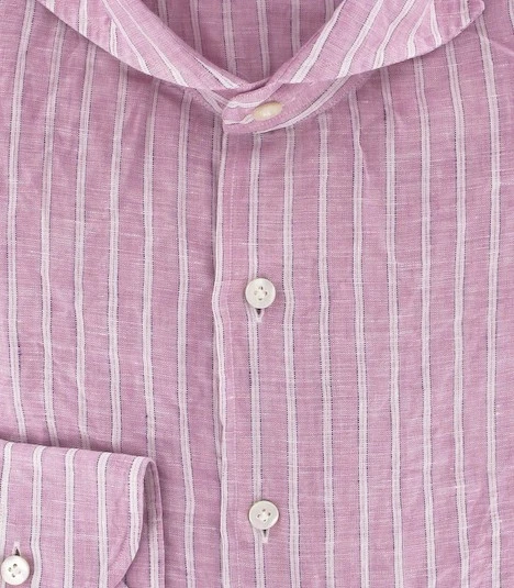 Camisa grande Finamore Napoli rosa con botones delanteros Foto 2 de 4