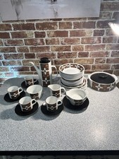 JG Meakin Maori Full Dinner Set Casserole Dish Cups Saucers Coffee Pot Bowls VCG