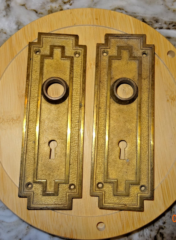 Antique Solid Brass "Thetis"  935 Door Face Plate Set