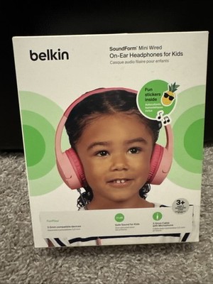 Belkin SoundForm Mini Pink Wired On-Ear Headphones for Kids AUD004BTPK Pink NIB
