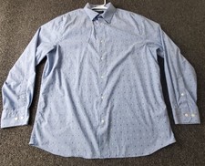 Banana Republic Dress Shirt Men XL Blue Small Print Slim Fit Wrinkle Resistant