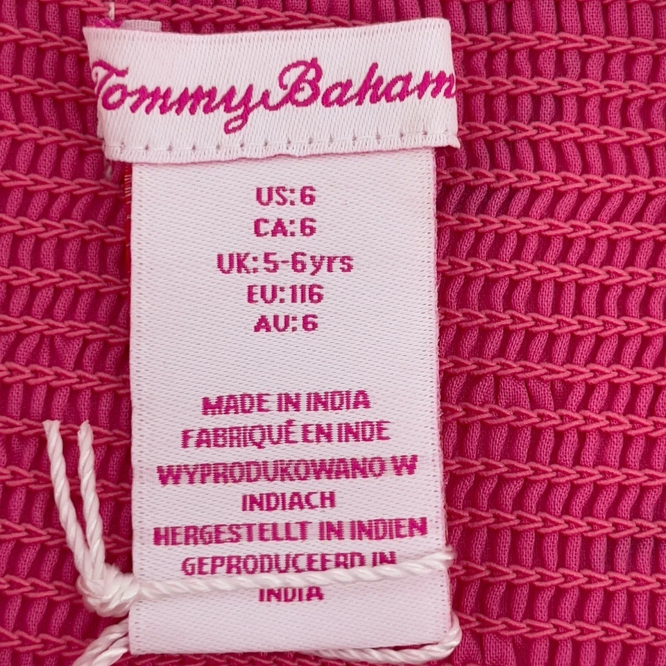 NUEVO Vestido Tommy Bahama Niñas Talla 6 Rosa Verde Floral Sin Mangas Calado Verano Foto 4 de 4