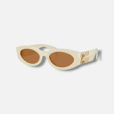 Miu Miu MU11WS Beige Oval Logo Sunglasses 54-21-135